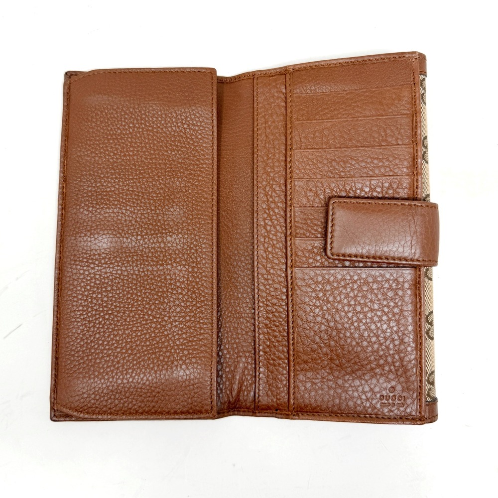 Gucci GG Canvas Tassel Wallet Brown Leather Bamboo Continental - Picture 2 of 6